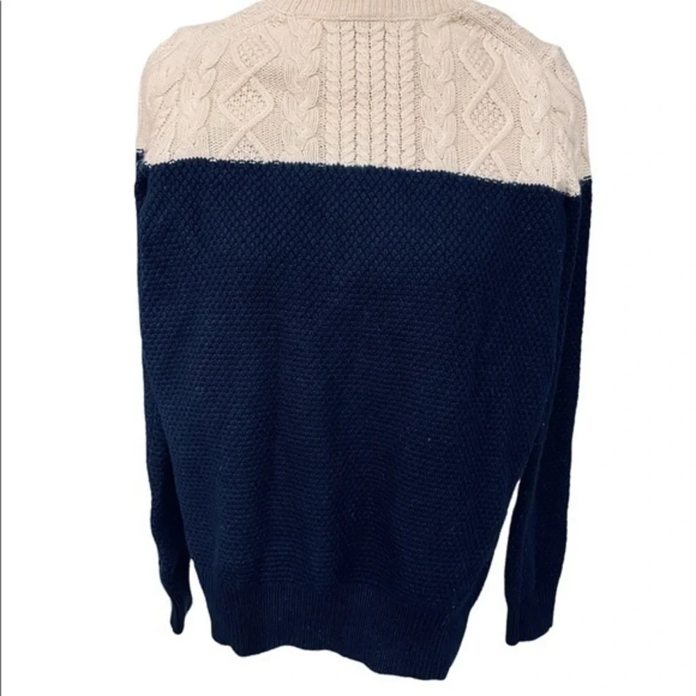 Madewell Cable Knit Sweater | Navy & Cream | Size XS